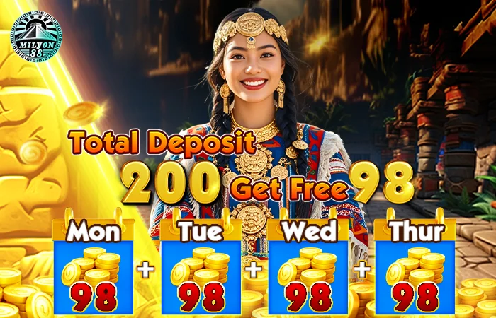Milyon - Total Deposit 200 Free 98 Bonus for Slot & Fishing Games
